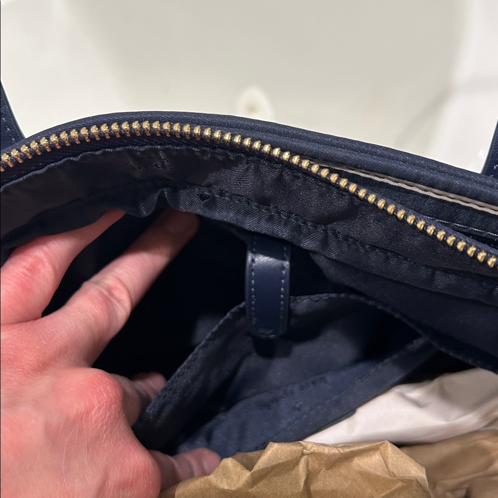 kate spade New York Navy and White Striped Satchel - Picture 5 of 6